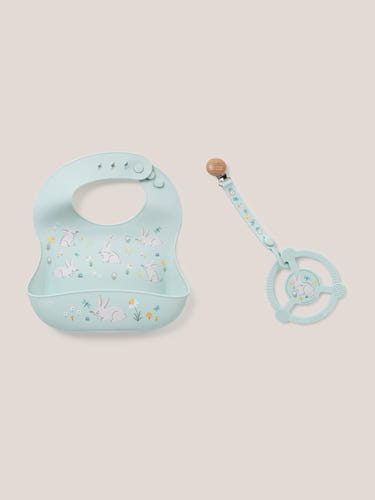 Bunny Hollow Bib and Teether Baby Bundle - adorable and practical essentials for your little one.