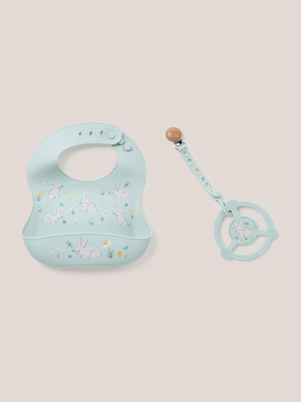 Bunny Hollow Bib and Teether Baby Bundle - adorable and practical essentials for your little one.