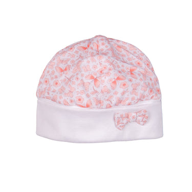 Pink cotton butterfly hat for baby girls, perfect for stylish and comfortable wear.