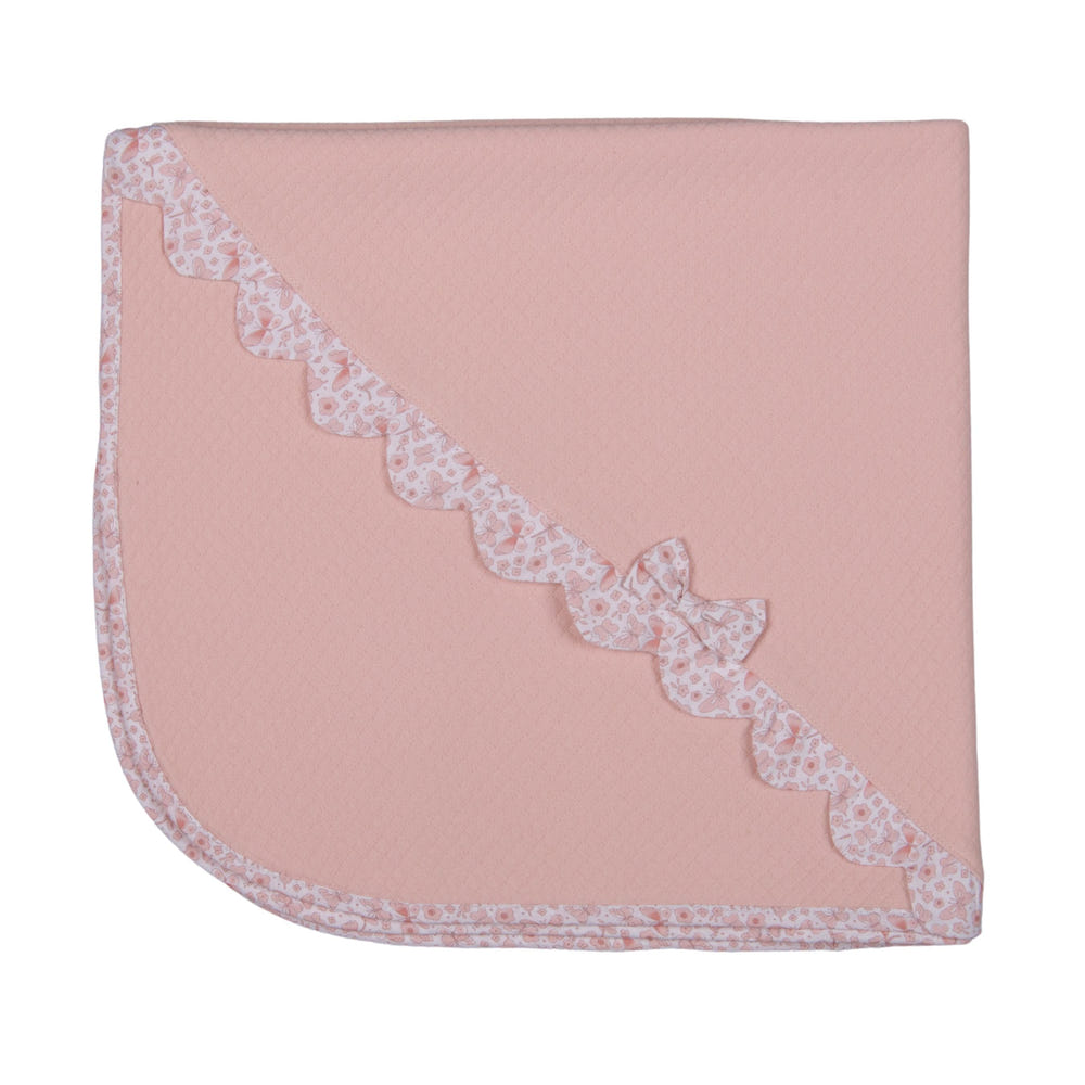 Girls pink quilted cotton blanket (80cm) - Butterfly design, perfect for baby comfort and style.
