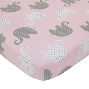 NoJo The Dreamer Pink and Grey Elephant 8 Piece Nursery Crib Bedding Set