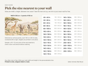 Watercolor Safari Animals Wall Mural, image 2