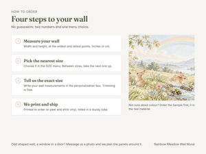 Watercolor Rainbow Meadow Bunny Wall Mural, image 6