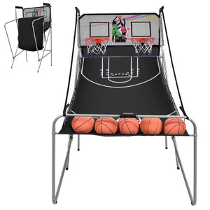 Foldable Double Electronic Basketball Game with 4 Balls Indoor for Kids & Family