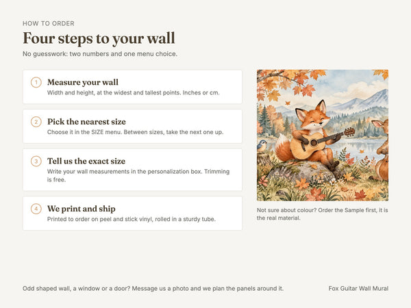 Watercolor Fox Guitar Wall Mural, image 6