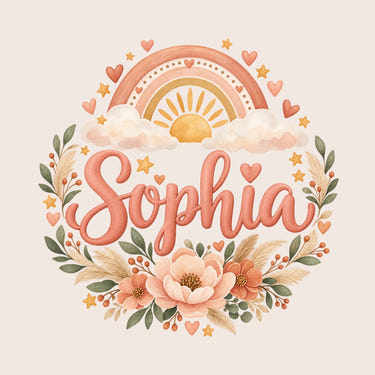 Personalised Boho Rainbow Name Wall Decal, image 1