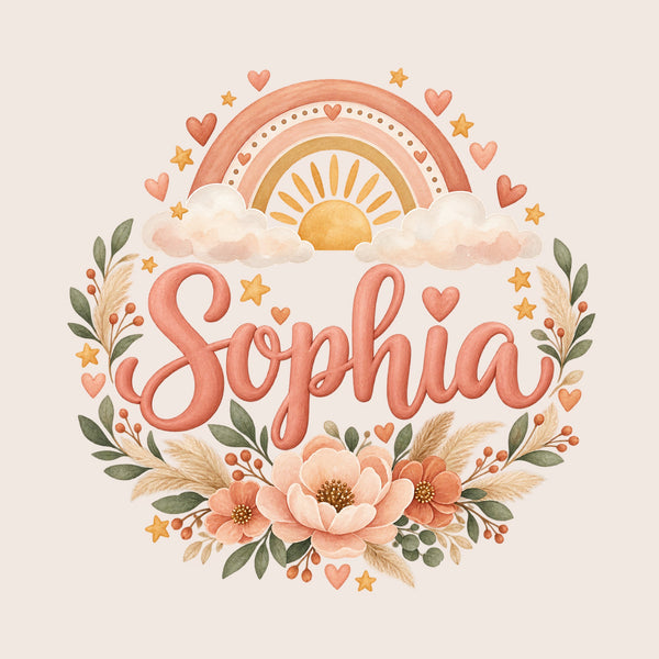 Personalised Boho Rainbow Name Wall Decal, image 1