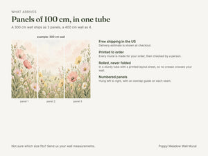 Watercolor Poppy Meadow Wall Mural, image 7