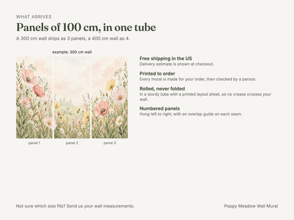 Watercolor Poppy Meadow Wall Mural, image 7