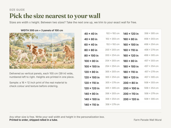 Watercolor Farm Parade Wall Mural, image 5