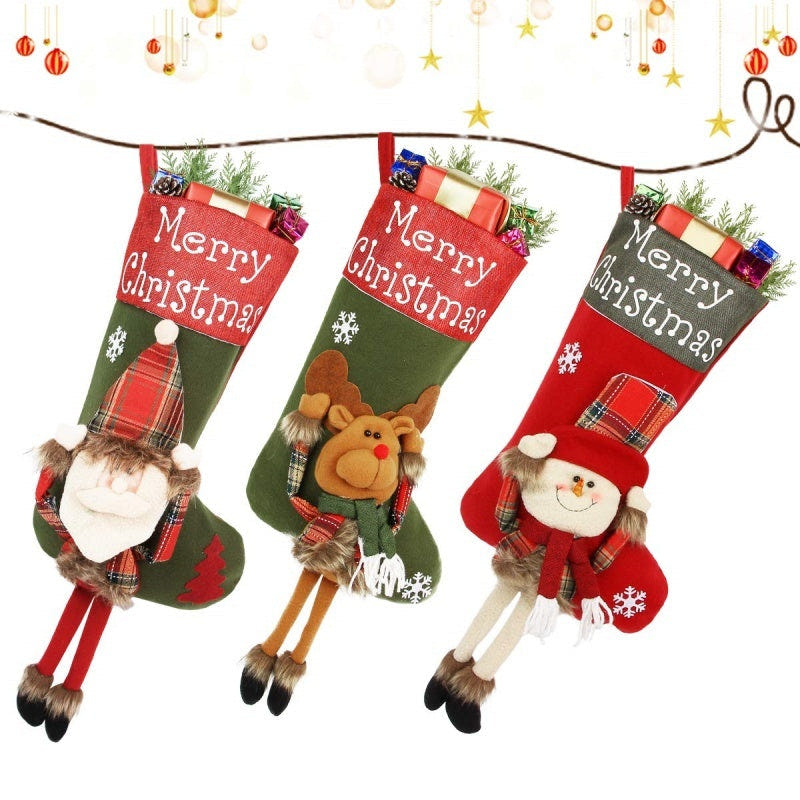 2024 Christmas Big Stockings 3D Plush Decor for festive holiday décor and accessories.