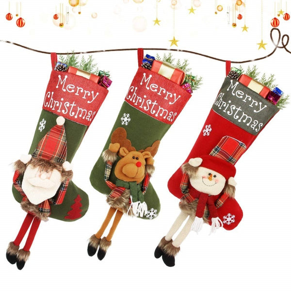 2024 Christmas Big Stockings 3D Plush Decor