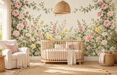 Watercolor Climbing Rose Garden Wall Mural, image 1