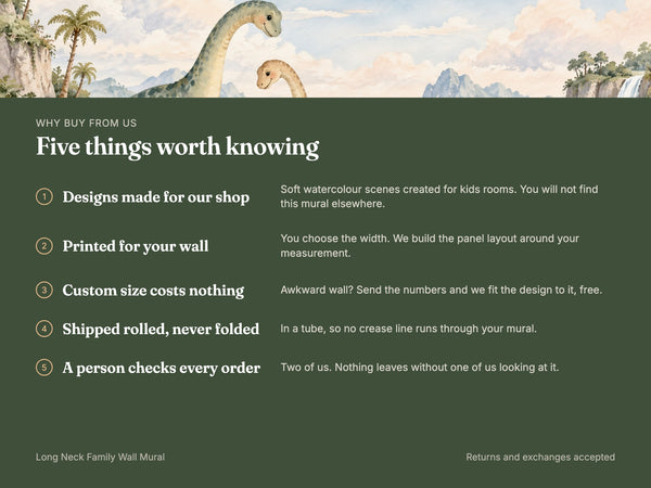 Watercolor Long Neck Family Dinosaur Wall Mural, image 10