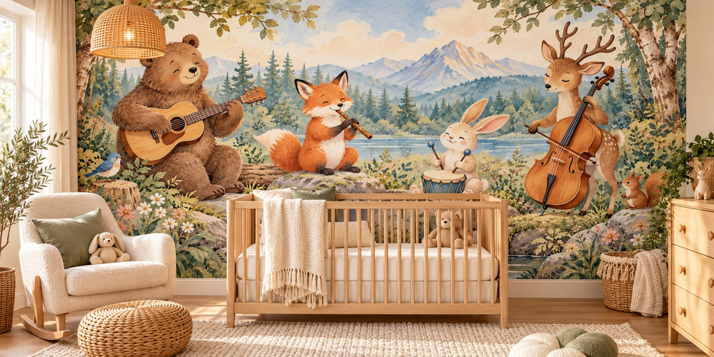 Watercolor Woodland Band Wall Mural, image 1