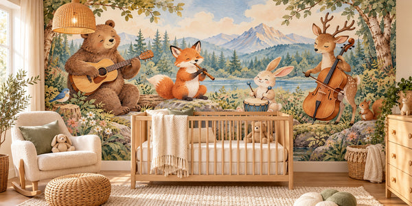 Watercolor Woodland Band Wall Mural, image 1