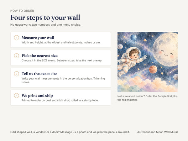 Watercolor Astronaut and Moon Wall Mural, image 6