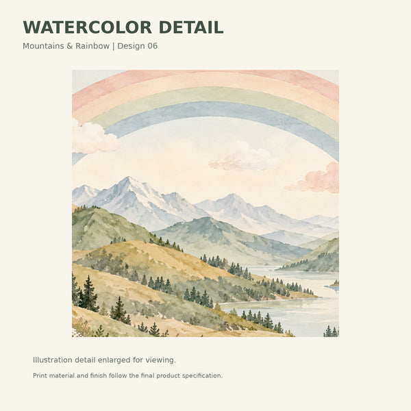 Watercolor Golden Valley Rainbow Wall Mural, image 3