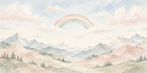 Watercolor Blush Mountain Rainbow Wall Mural, image 2