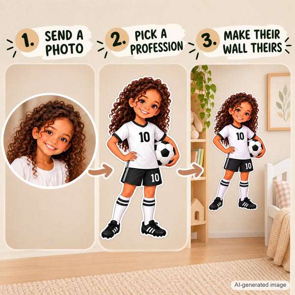 Personalized Soccer Player Wall Decal from Photo, Dream Job Sticker, image 8
