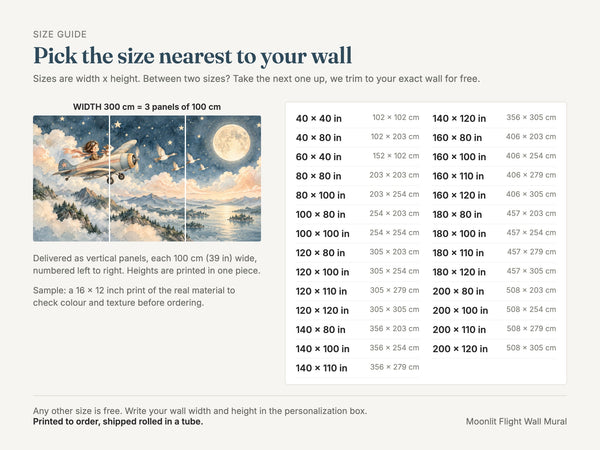 Watercolor Moonlit Flight Wall Mural, image 5