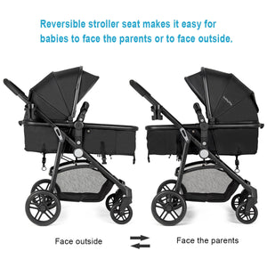2-in-1 foldable pushchair stroller for newborns and infants, shown from angle 7, perfect for parents on the go.