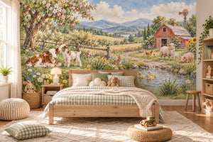 Watercolor Peaceful Farm Wall Mural, image 2