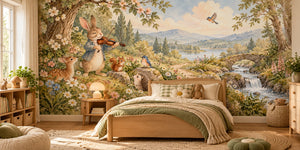 Watercolor Rabbit Violin Wall Mural, image 2