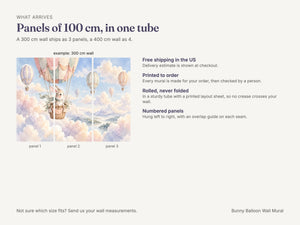 Watercolor Bunny Hot Air Balloon Wall Mural, image 8