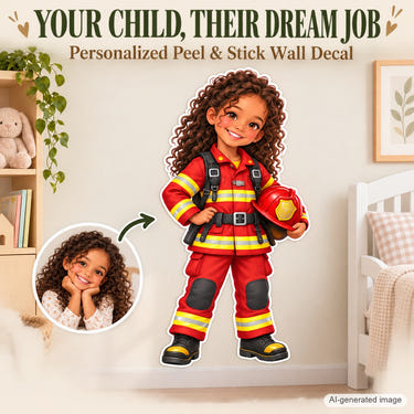 Personalized Firefighter Wall Decal from Photo, Dream Job Sticker, image 1