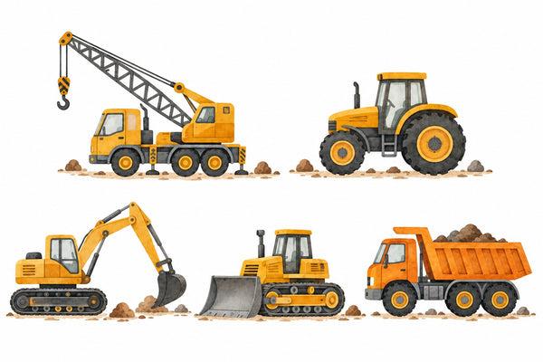Construction Truck Wall Decals, Set of 5, image 1