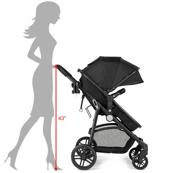 2-in-1 foldable pushchair stroller for newborns and infants, shown at angle 8, ideal for parents on the go.