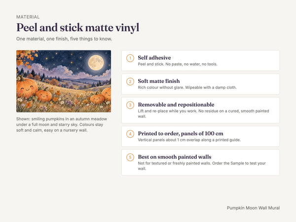 Watercolor Pumpkin Moon Halloween Wall Mural, image 7