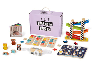 Montessori Educational Box for 16-18 months, featuring engaging activities for babies, ideal for learning and play.