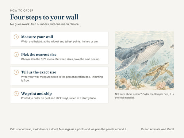 Watercolor Ocean Animals Wall Mural, image 3