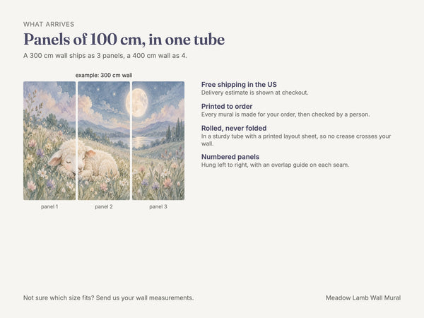 Watercolor Meadow Lamb Wall Mural, image 8