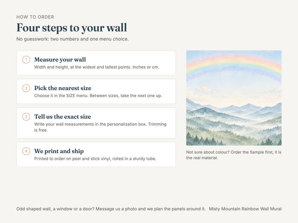 Watercolor Misty Mountain Rainbow Wall Mural, image 5
