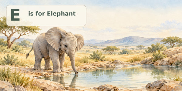 Watercolor E is for Elephant Alphabet Wall Mural, image 3