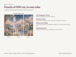 Watercolor Moonlit Castle Fairy Tale Wall Mural, image 8