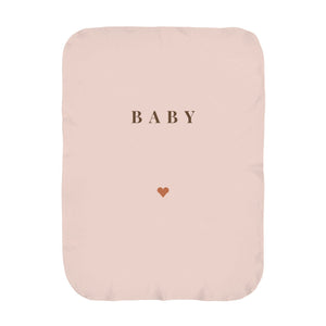Personalize the Baby Surname swaddle blanket in blush with your baby's name