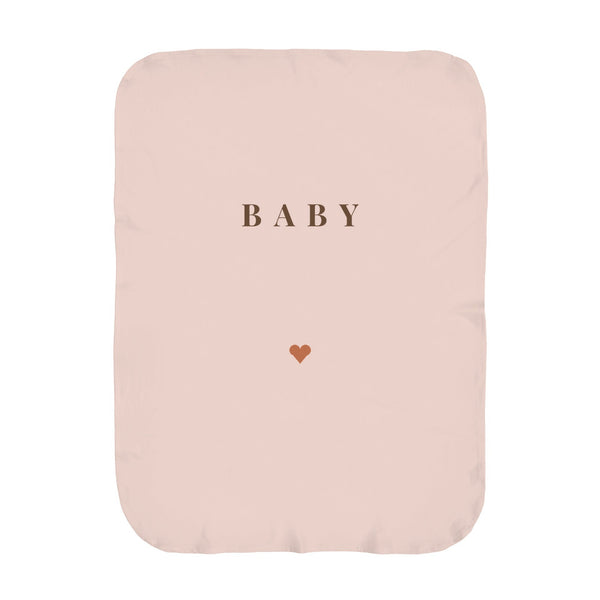 Personalize the Baby Surname swaddle blanket in blush with your baby's name
