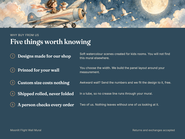 Watercolor Moonlit Flight Wall Mural, image 10