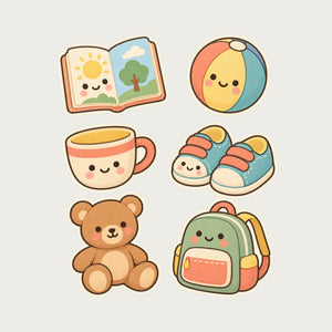 Soft Everyday Things Wall Decals, Set of 6, Baby First Words, image 1