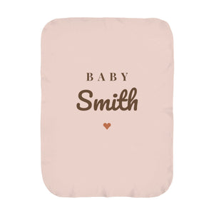 Baby Surname swaddle blanket in blush