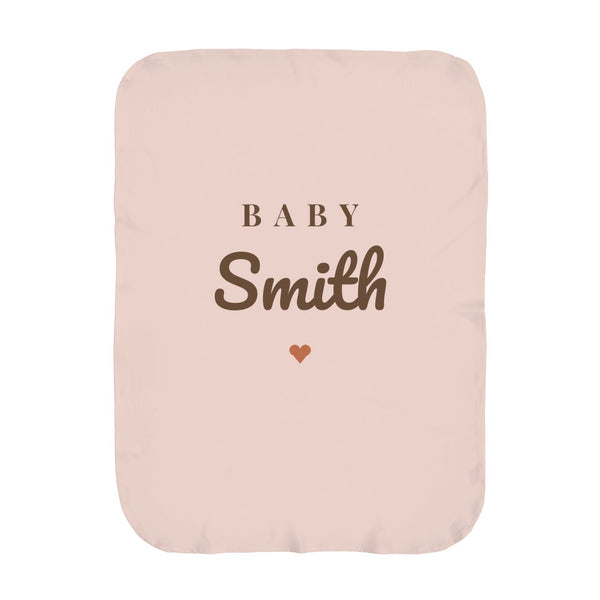 Baby Surname swaddle blanket in blush