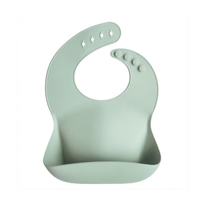 Mushie Silicone Baby Bib Adjustable Neck Strap Deep Pocket