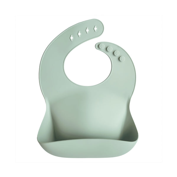 Mushie Silicone Baby Bib Adjustable Neck Strap Deep Pocket