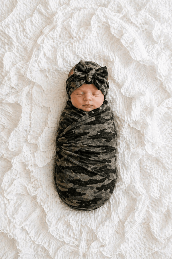 Camo Bamboo Baby Swaddle Blanket – Soft Stretch Newborn Swaddle