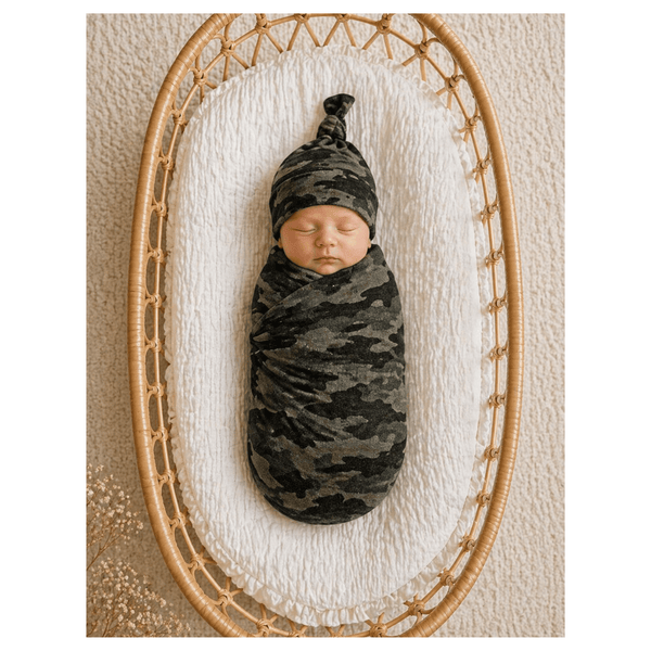 Camo Bamboo Baby Swaddle Blanket – Soft Stretch Newborn Swaddle