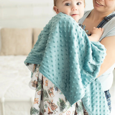 Minky Baby Blanket Let's Go Camping